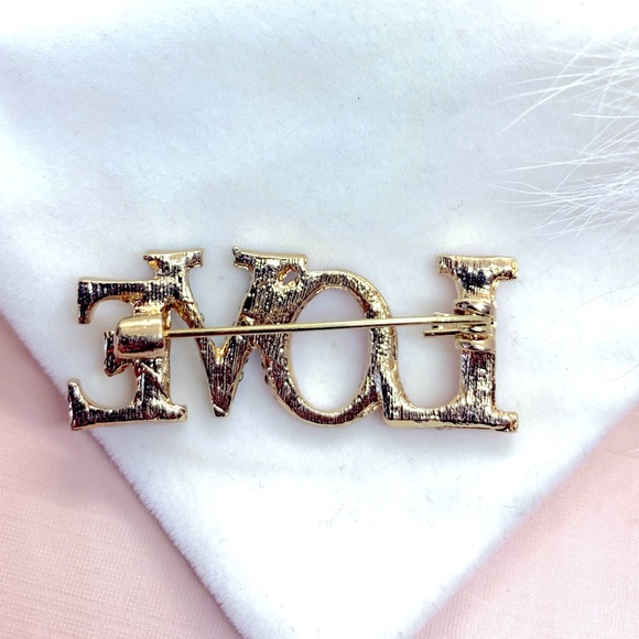 Love Rhinestone Brooch - Picture 2 of 3